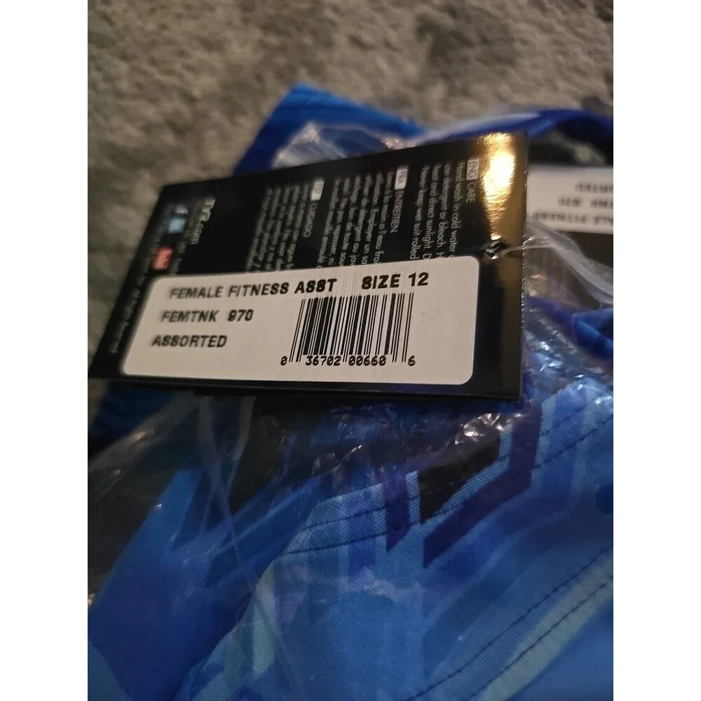 TYR Durafast Elite Women Blue Stirling Twisted Bra Swim Tankini SZ 12 New